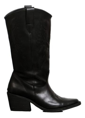 Botas Texanas Mujer Caña Alta Taco Medio Triple Bordado 2668