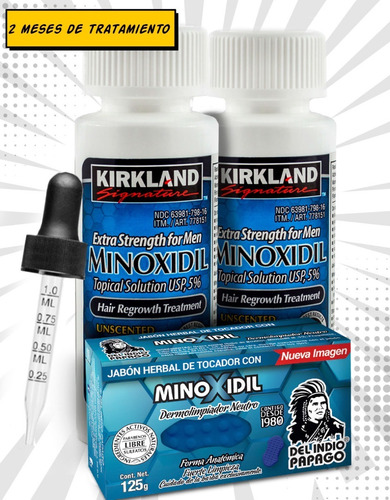 Imagen 1 de 7 de Minoxidil 5% Solución Tópica 2 Meses + Jabón 0.1% Minoxidil