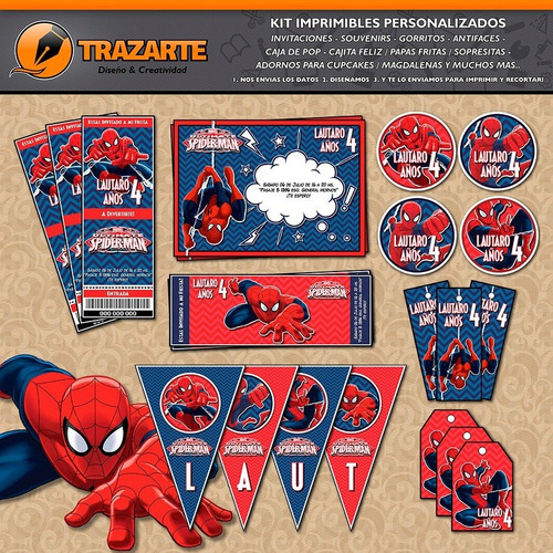 Kit Imprimible Spiderman El Hombre Araña Personalizado Candy