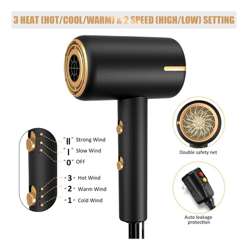 Secador De Pelo Ionico 2000 W, Secador De Pelo Profesiona...
