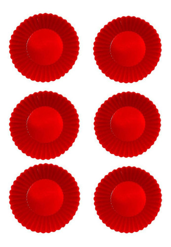 Kit 6 Mini Formas De Silicone Cupcake Bolo Empadas Vermelhas