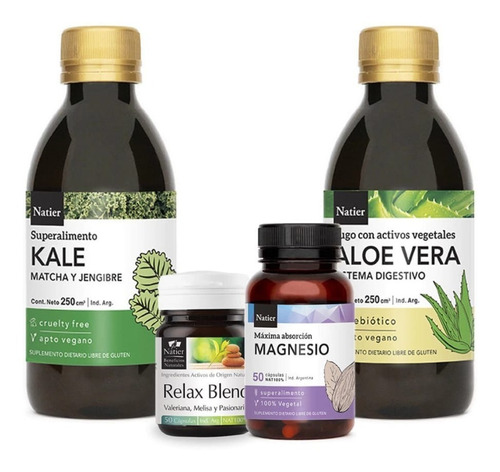 Plan Colon Natier Aloe Vera Relax Blend Magnesio Jugo Kale