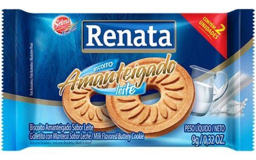 Bolacha Biscoito Amanteigado Leite Em Sache Renata - 40 Und