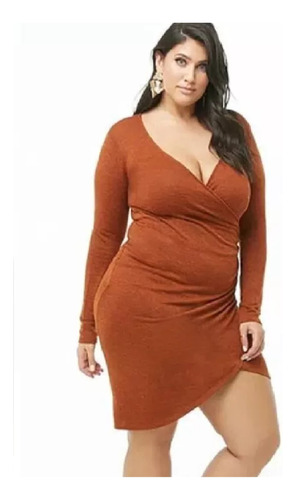 Vestido Strech Marron Jaspeado 2/3xl Talle Grande Especial *