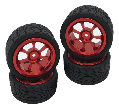 67x27mm Roda Aro E Pneus 1:14 Rc Carro Buggy Pneu Vermelho