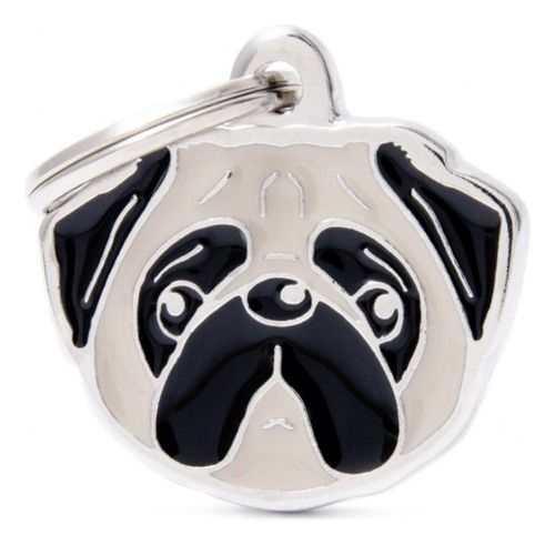 Chapa Para Perros My Family Friends Fawn Pug Grabado Color Crema