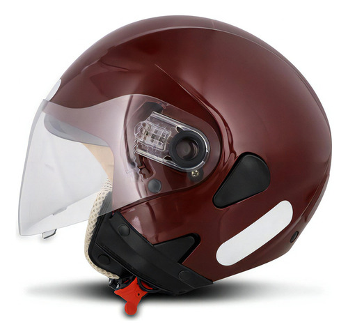 Capacete Ebf Moto Aberto Com Óculos Solar Cor Vinho Tamanho do capacete 58
