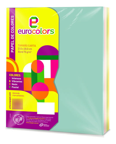 Papel Bond Carta Arcoiris Pastel 100h Eurocolors Ec1040