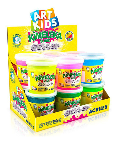 Kimeleka Slime Glitter 180g 12 Un Acrilex