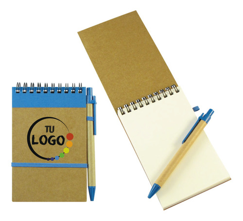 Pack 40 Libretas Ecológicas Con Logo En Portada Y Lápiz