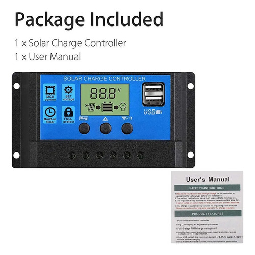 Controlador Regulador Carga Solar Dual Usb 100a 12v Cargador