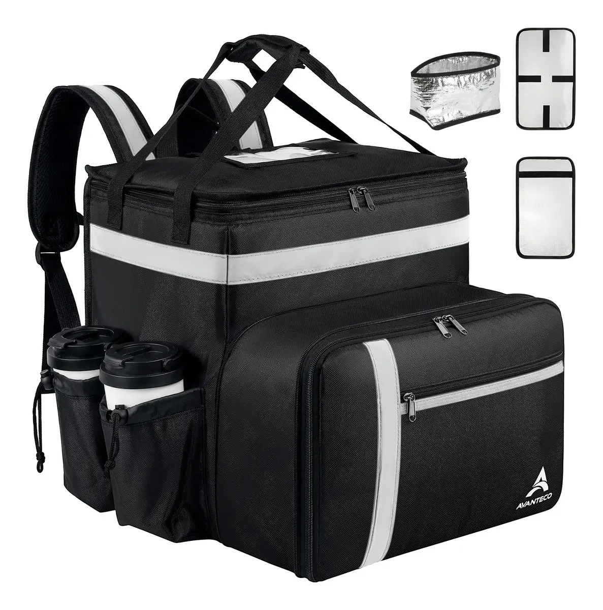Mochila Repartidor Termica Mochila Delivery De Comida Y Pizza, Expandible Y Impermeable Para Uber Eats Rappi Didi Food Calidad Premium Y Con Mucho Espacio 5001blk Color Negro