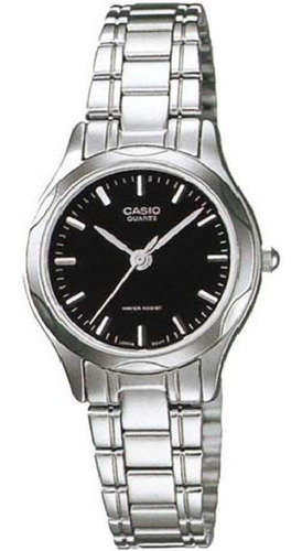 Reloj Casio Ltp 1275d 1a Para Dama Plateado/ Negro Original 
