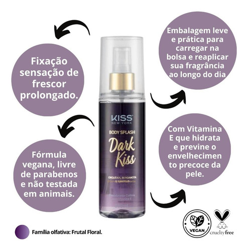 Kit Body Splash Kiss New York Dark Kiss Bs07b Com 3 200ml