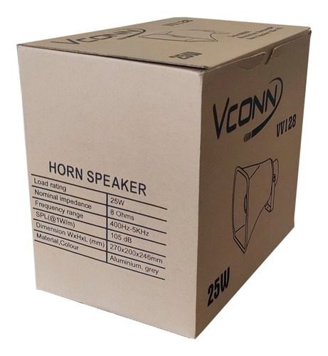 Imagen 3 de 4 de Bocina De Aluminio Color Gris 25watt 8 Ohms 105db Vv128