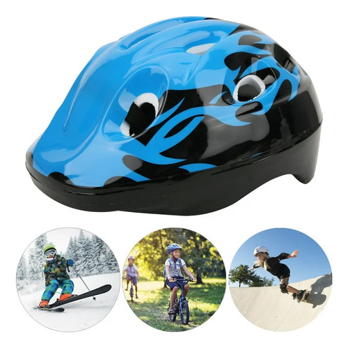 Casco Infantil Para Patines Skate Bicicleta Color Azul.