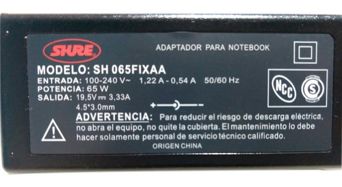 Imagen 3 de 5 de Cargador Para Notebook 65w Dell Sh-cnf65w-9