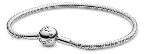 Pulseira Pandora Snake Chain com fecho redondo prateado tamanho 18 cm
