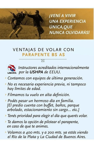 Imagen 3 de 4 de Vuelo Bautismo Parapente Buenos Aires!