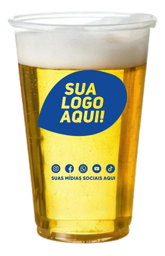 100 Copos Plásticos Personalizados Festa Chopp Refrigerante