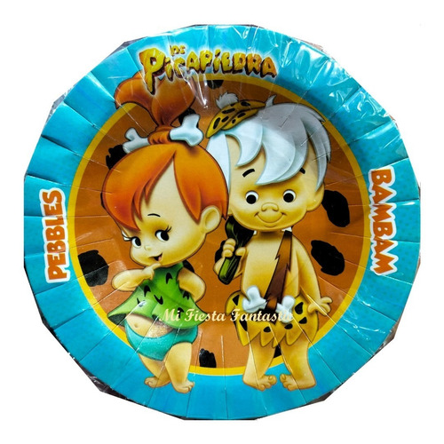 Picapiedras Bam Bam Pebbles Paq 40 Platos Pasteleros 18 Cms