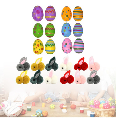 Cesta De Huevos De Pascua Con Conejitos, Premio En 12 Huevos