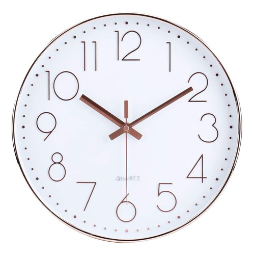 Reloj De Pared Jomparis, Abs, Diámetro 33 Cm, Blanco Y Rosa