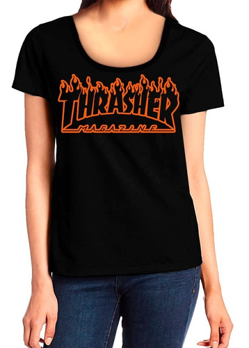 Remeras Thrasher Magazine Mujer Skate Logo