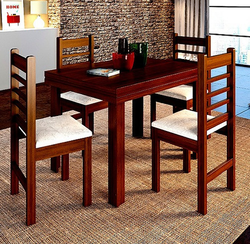 Imagen 1 de 6 de Juego De Comedor 4 Sillas Tapizadas Via Confort