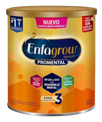 Leche De Crecimiento Enfagrow Etapa 3, Lata 800 G
