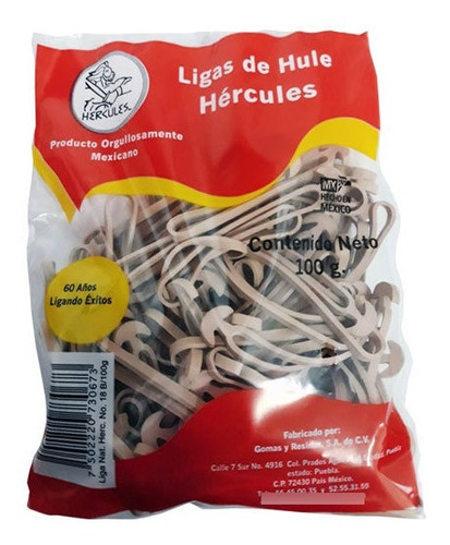 Liga Ancla Hule Natural Hércules No. 18 50 Bolsas 100g C/u