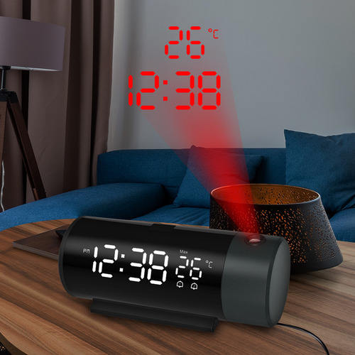 Reloj Despertador Con Pantalla Led, Proyección Digital, Gira