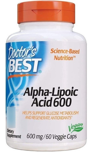 Acido Alfa Lipoico 600mg 60 Cápsulas Veganas Alpha Lipoic 