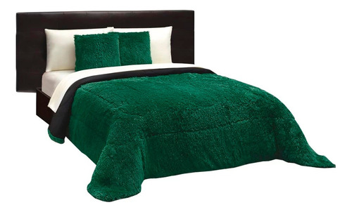 Edredon Cobertor King Size Grizzly Verde Negro Invernal