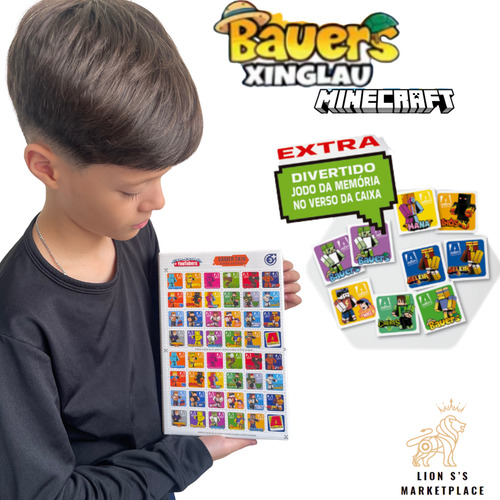 Boneco Xinglau Bauers+chaveiros+jogo Memoria Minecraft 25cm
