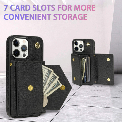 Funda Tipo Cartera Con Correa For El Hombro For iPhone 16, 15 Y 14