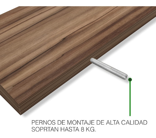 Imagen 4 de 9 de Set De 3 Repisas Flotantes Minimalistas Madera 40x15 Cm Color Nogal Terracota