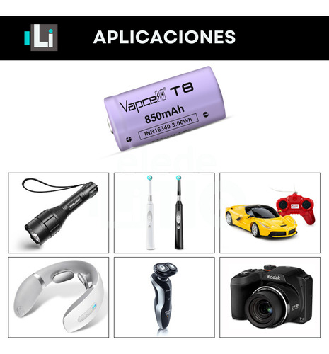 2 Baterias 16340 Vapcell Inr16340 850mah 3a Rcr123a