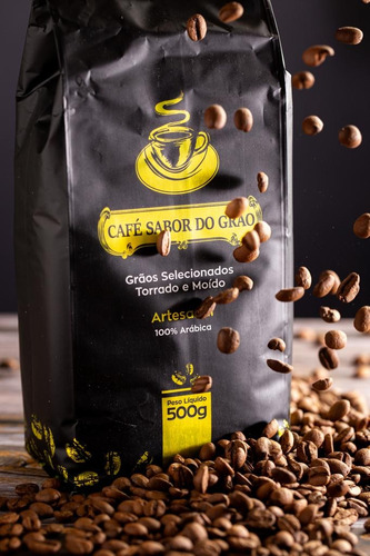Café Torrado Moído Pó Artesanal Sabor Do Grão Pacote 500g