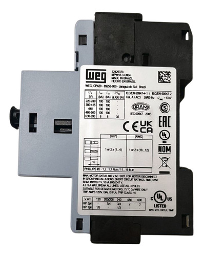 Disjuntor Motor Tripolar Weg 2,5 A 4 Amp Mpw18-3-u004