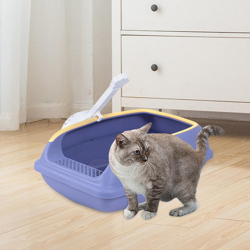 Caja De Arena Para Gatos Superior Abierta, Bandeja Violeta