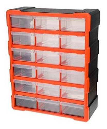 Caja Plástica Tactix Gavetero Con 18 Cajones Organizador Color Rojo