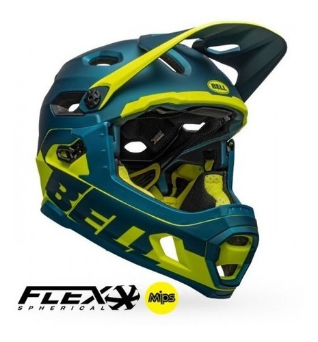 Casco Bell Super Dh Mips Mentonera Desmontable M/g Blu/hivz