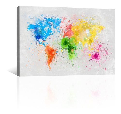 Cuadro Decorativo Canvas Mapas De Acuarela De Varios Colores