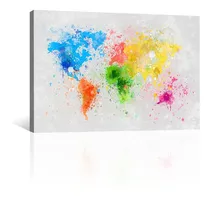 Comprar Cuadro Decorativo Canvas Mapas De Acuarela De Varios Colores