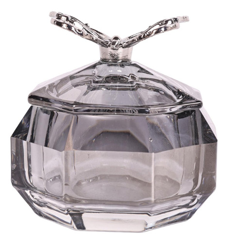 Plato De Cristal Para Decoración De Uñas Con Tapa, Gris