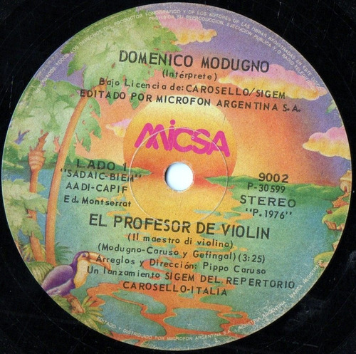 Domenico Modugno    El Profesor De Violin - Domingo  ( 7'' )