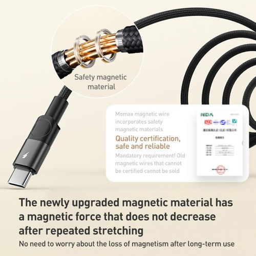 Cable De Carga Magnético Negro Momax De 66 W Usb A Tipo C, 1