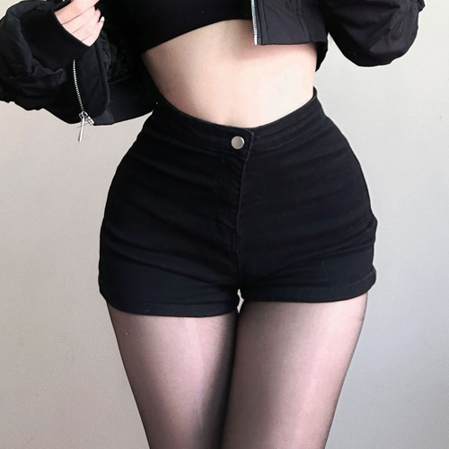 Pantalones Cortos De Mezclilla Lisa Transpirables Para Mujer