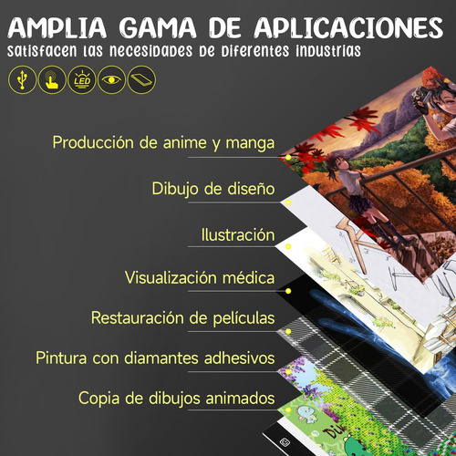 Mesa De Luz Dibujo A4 Led Tablero Para Artistas Dibujo